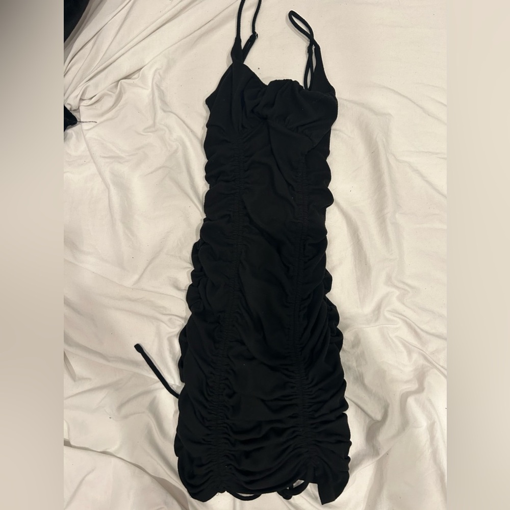 Black Drawstring Dress - Picture 2 of 4